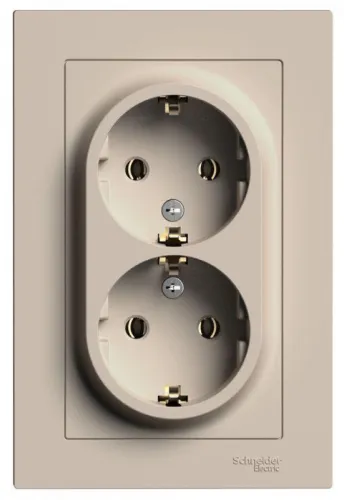 Розетка 2-м. AtlasDesign 16А с заземл. в сборе песочн. SE ATN001224 фото 3
