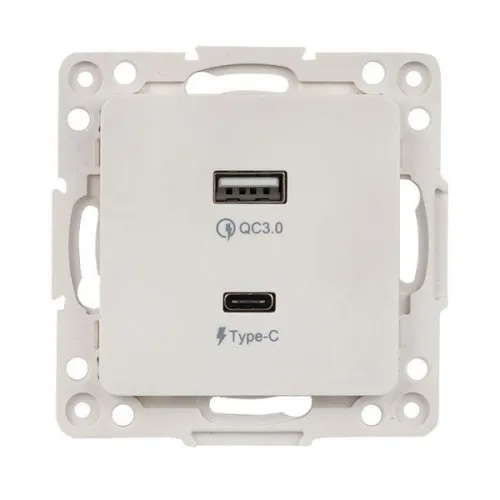 Розетка USB 2-м Стокгольм тип A+C механизм бел. PROxima EKF EYR-2USB-type-C фото 5