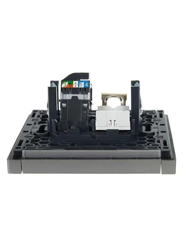 Розетка 2-м RJ11+RJ45 кат.5E FORTE&PIANO FP535 сталь IEK FP-KT20-O-1-K46 фото 4