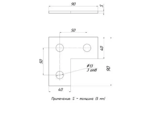 Пластина STRUT l-образ. 3 отверстия EKF stpl3 фото 2