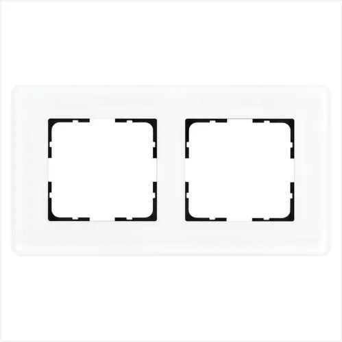 Рамка 2-м G-Glass закругленная стекло матов. бел. Jasmart G1002GW-RM