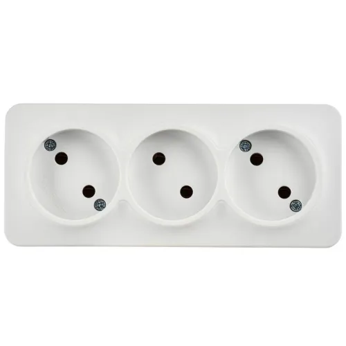 Розетка 3-м ОП GLORY РС23-2-ХБм 10А без заземл. без защ. шторок бел. матов. IEK ERH30-K01M-10 фото 2