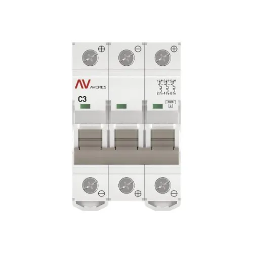 Выключатель автоматический модульный 3п C 3А 6кА AV-6 AVERES EKF mcb6-DC-3-03C-av фото 3