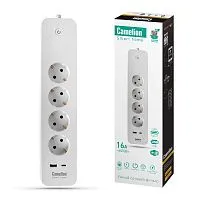 Фильтр сетевой умный Smart Home SZD/SH/4х1.5/WIFI 4гн.1.5м 16А 4000В USB+Type-С WiFi+Счетчик Camelion 14800