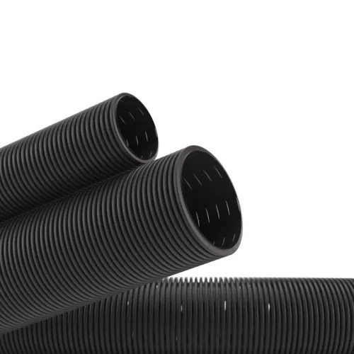 Труба гофрированная двустенная ПНД гибкая дренажная d110мм без фильтра SN6 перфорация 360град. черн. (уп.50м) DKC 140911A фото 4