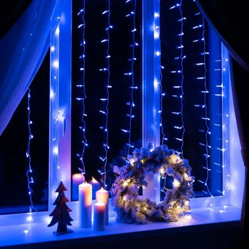 Гирлянда светодиодная "Светодиодный Дождь" 2.5х2м 300LED син. 16Вт 230В IP20 свечение с динамикой провод прозр. Neon-Night 235-053 фото 2