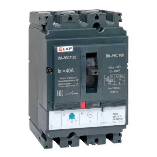 Выключатель автоматический 3п 100/40А 36кА ВА-99C Compact NS PROxima EKF mccb99C-100-40