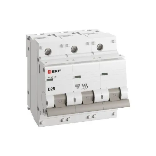 Выключатель автоматический модульный 3п D 25А 10кА ВА 47-100 PROxima EKF mcb47100-3-25D-pro фото 3