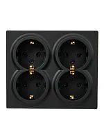 Розетка 4-м ОП LETO с заземл. закрытый корпус ПБТ черн. бархат LEZARD 752-4200-127BDP