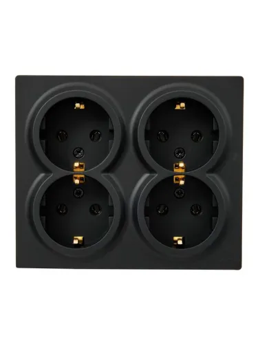 Розетка 4-м ОП LETO с заземл. закрытый корпус ПБТ черн. бархат LEZARD 752-4200-127BDP