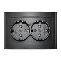 Розетка 2-м СП Бриллиант 16А IP20 с заземл. защ. шторки в сборе графит Universal 7947540-Gr