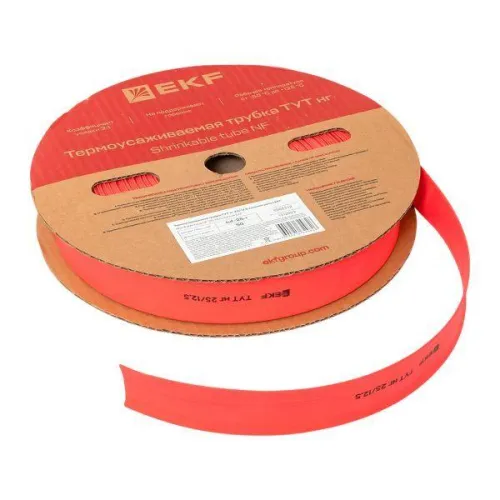 Трубка термоусадочная ТУТ нг 25/12.5 красн. PROxima (уп.50м) EKF tut-25-r фото 4