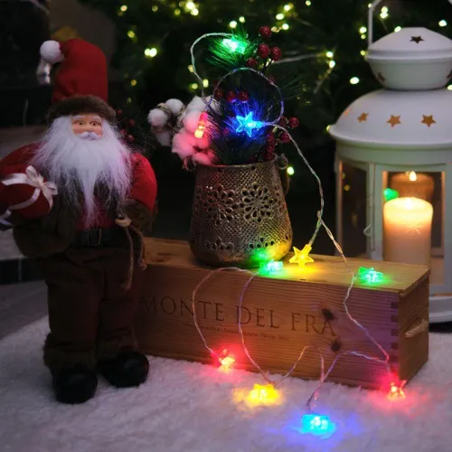 Гирлянда светодиодная "Звездочки" 1.5м 10LED мультиколор 0.1Вт IP20 провод ПВХ прозр. элементы питания 2хAA (не в компл.) Neon-Night 303-090 фото 2