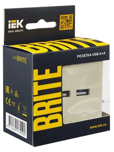 Розетка BRITE USB A+A 3.1А РЮ10-1-БрКр механизм беж. IEK BR-U21-D31-K10 фото 6