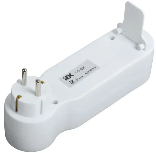 Разветвитель 3-м 16А IP20 Т-01/03В 2P+PE с выкл. бел. IEK WTP10-16-03-ZK-K01 фото 3