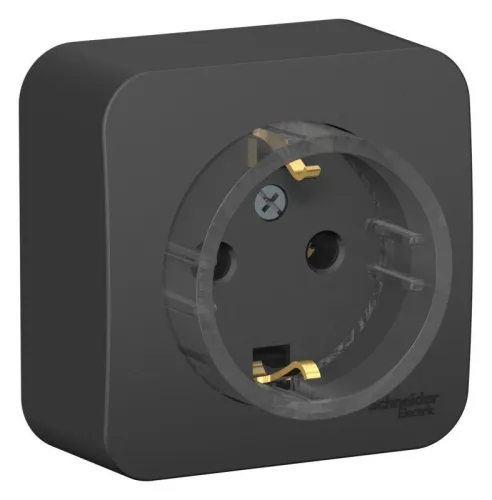 Розетка 1-м ОП Blanca 16А IP20 250В с заземл. без защ. шторок с изолир. пластиной (компакт) антрацит SE BLNRA110116 фото 2