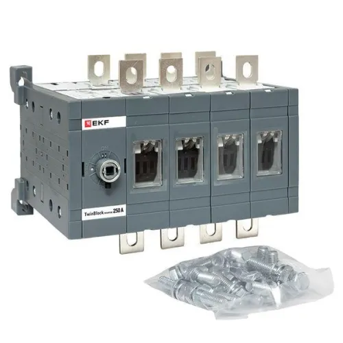 Рубильник 4п 250А реверсивный без рукоятки управления TwinBlock EKF tb-s-250-4p-rev фото 9