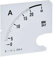 Шкала сменная для амперметра Э47 20/5А-1.5 96х96мм IEK IPA20D-SC-0020
