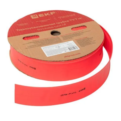 Трубка термоусадочная ТУТ нг 40/20 красн. (уп.50м) EKF tut-40-r фото 2