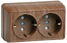 Розетка 2-м ОП Октава РСш22-3-ОД 16А IP20 с заземл. защ. шторки дуб GENERICA ERO24-K04-16-DC
