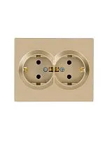 Розетка VESNA двойная с заземл. ПБТ зол. LEZARD 742-3600-127B