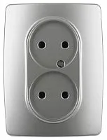 Розетка 2-м СП Эра12 12-2107-03 16А IP20 16AX 250В 2х2P алюм. Эра Б0031240