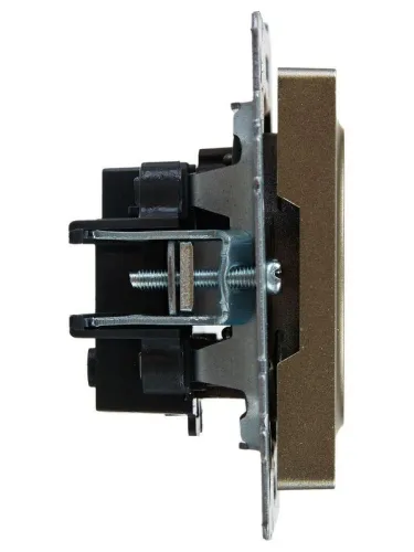 Розетка СП BRITE РСш10-2-БрШ 10А без заземл. защ. шторки механизм шампань IEK BR-R13-10-K37 фото 4