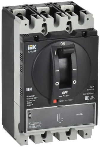 Выключатель автоматический в литом корпусе 3п A 150кА 80А расцепитель электромагн. регулируемый ARMAT IEK AR-MCCB-3A-150-0080A-MTUC