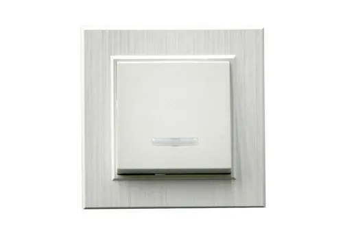 Выключатель 1-клав. с подсветкой Karea LINE STAR жемчуж. Makel 86100021