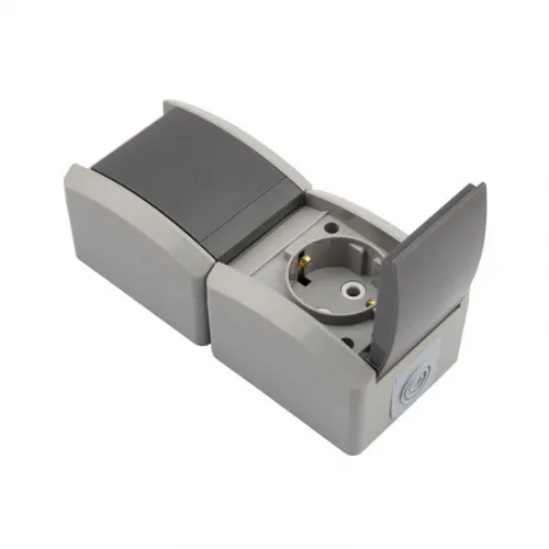 Блок ОП 2 розетки вертик. INDUSTRIAL с заземл. керамика IP54 сер. Kranz KR-78-0616 фото 5