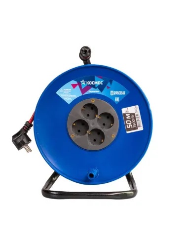 Удлинитель на катушке 4х50м с заземл. 16А IP20 3.5кВт ПВС 3х1.5 КОСМОС YKKsm50m-4g-Z(16A) фото 5