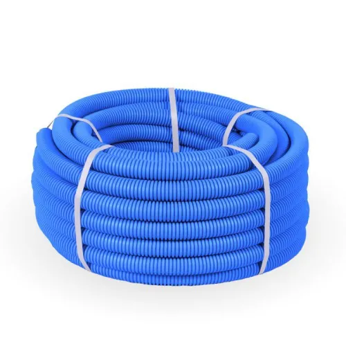 Труба гофрированная ПП тяжелая d25мм с протяжкой 750 Н негорючая (НГ) син. (уп.50м) Промрукав PR02.0081 фото 2