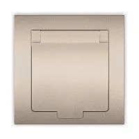 Розетка 1-м СП Афина 16А IP20 с заземл. с крышкой в сборе шампань Universal A0029-Br