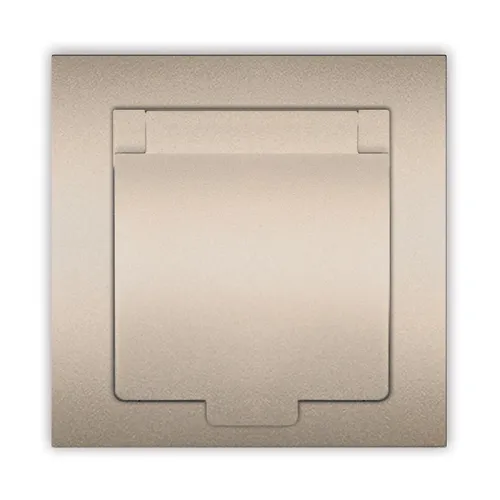 Розетка 1-м СП Афина 16А IP20 с заземл. с крышкой в сборе шампань Universal A0029-Br