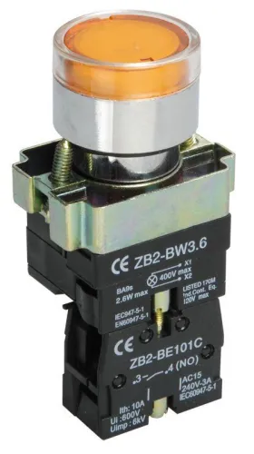 Кнопка LAY5-BW3561 1НО с подсветкой желт. IEK BBT50-BW-K05