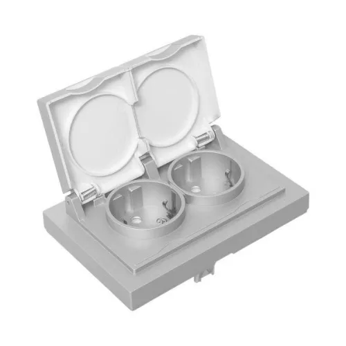 Розетка 2-м СП Эпика 16А IP44 с заземл. защ. шторки с рамкой с крышками механизм алюм. EKF UP1-SOA-211-44 фото 7