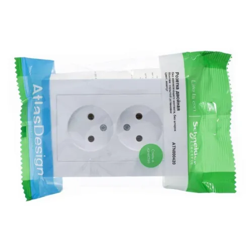 Розетка 2-м СП AtlasDesign 16А IP20 без заземл. в сборе жемчуж. SE ATN000420 фото 3