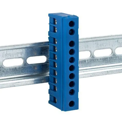 Шина нулевая N 6х9 10 отверстий синий изолированный корпус на DIN-рейку латунь PROxima EKF sn0-63-10-ib фото 5