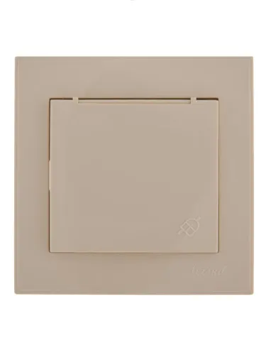 Розетка 1-м СП Rain с заземл. с защ. крышкой керамика крем. LEZARD 703-0303-123