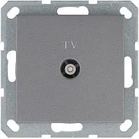 Розетка телевизионная проходная TV Ф9.5мм механизм алюм. Jasmart G6002S