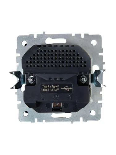 Розетка BRITE РЮш11-1-БрЖ 16А с USB A+C 18Вт с заземл. защ. шторки механизм жемчуж. IEK BR-R14-16-U22-018-K36 фото 3