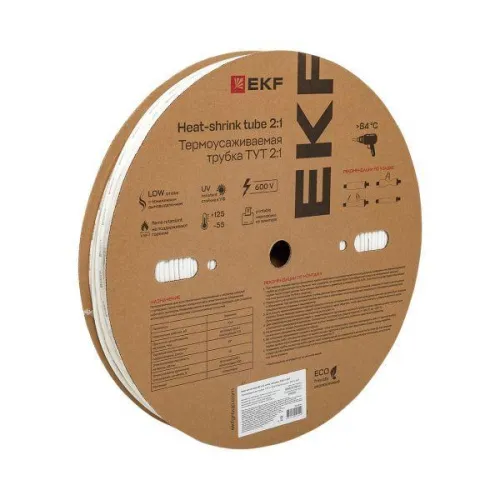 Трубка термоусадочная ТУТ нг 4/2 бел. (уп.200м) EKF tut-4-w