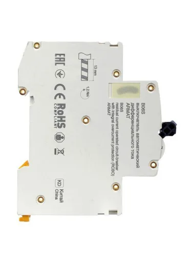 Выключатель автоматический дифференциального тока 2п (1P+N) C 20А 30мА тип A АВДТ B06S 18мм ARMAT IEK AR-B06S-1N-C20A030 фото 8