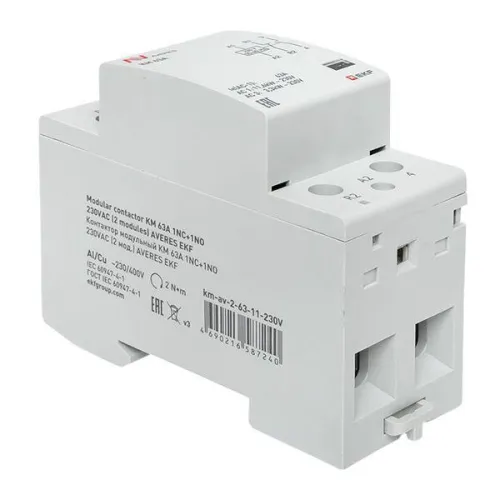 Контактор модульный КМ 63А 1NC+1NO 230В AC (2 мод.) AVERES EKF km-av-2-63-11-230V фото 9