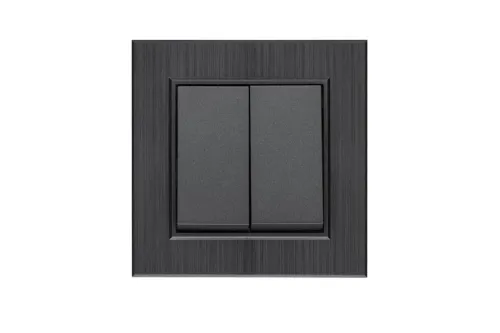 Выключатель 2-клав. Karea LINE STAR дым. металлик Makel 86050003