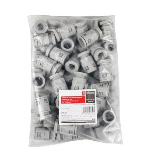 Коннектор для гофр. трубы 20мм (уп.50шт) Plast EKF kn-t-20 фото 5