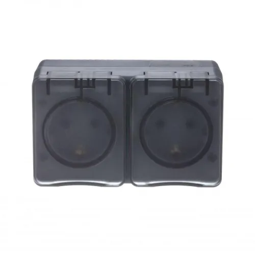 Розетка 2-м ОП AtlasDesign PROFI 16А IP54 заземл. защ. шторки антрацит SE ATN544026 фото 2