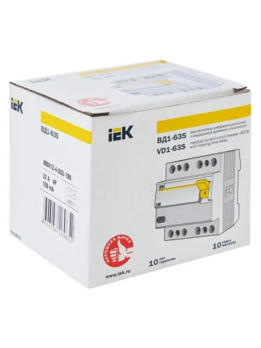 Выключатель дифференциального тока (УЗО) 4п 32А 100мА тип AC ВД1-63S KARAT IEK MDV12-4-032-100 фото 3