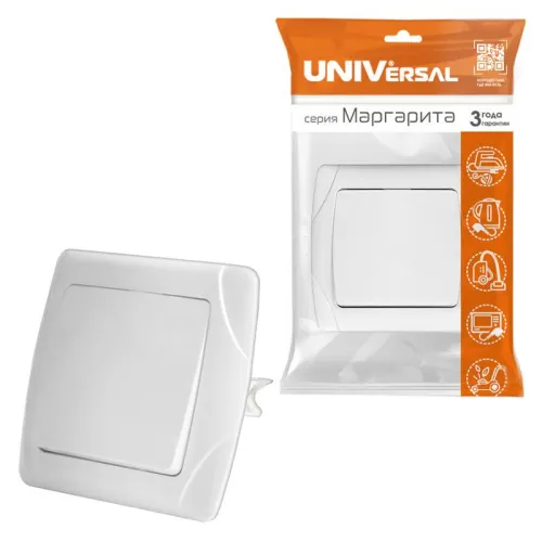 Выключатель 1-кл. СП Маргарита 10А IP20 бел. UNIVersal М0021 фото 3