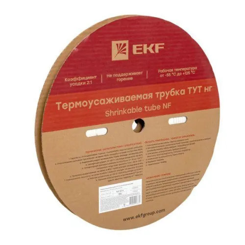 Трубка термоусадочная ТУТ нг 12/6 бел. (уп.100м) EKF tut-12-w фото 2